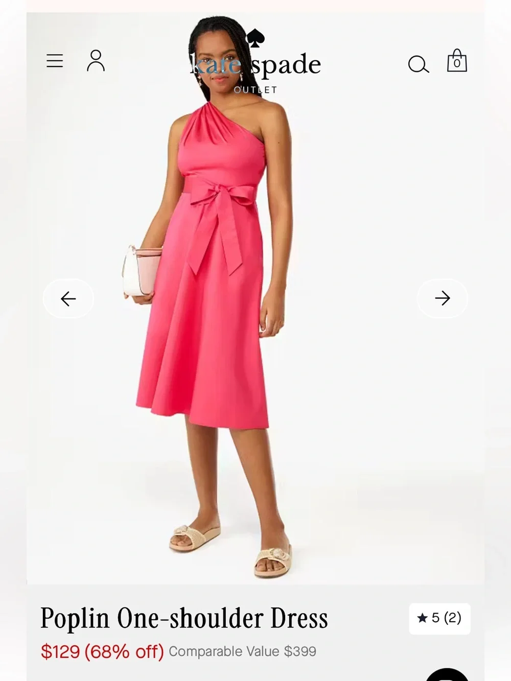 kate spade Poplin One Shoulder Dress Lined Zip Knee Length Size 6 - Picture 10 of 12